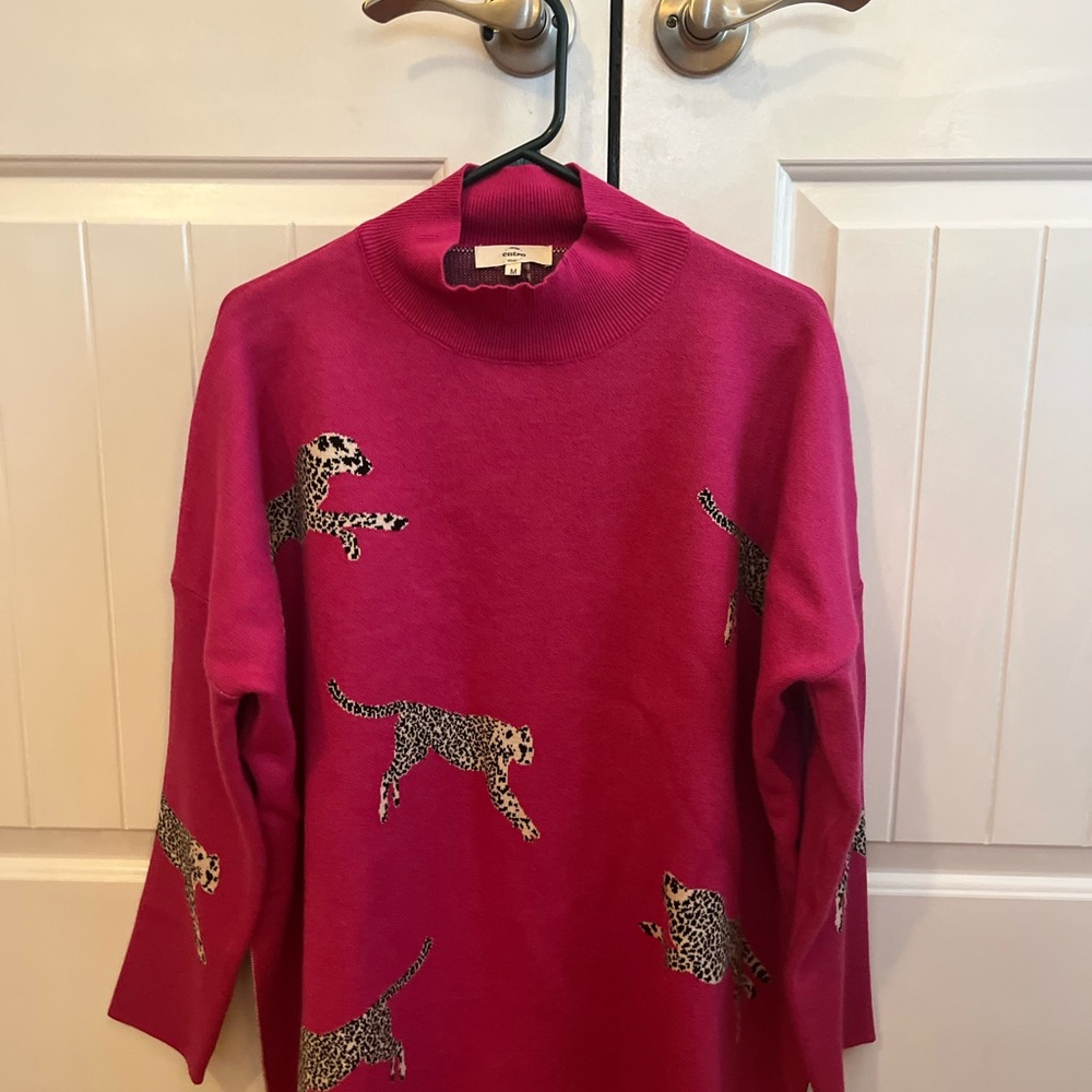 New entro sweater without tags. Pink with animal print. Never worn- oversized